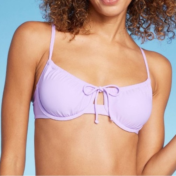 Xhilaration Shirred Underwire Bikini Top- Light Blue M - Picture 4 of 7